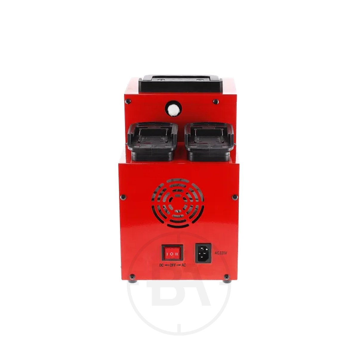 Umarex PAC 1400 PerformanceAir Compressor 2 The Umarex PAC 1400 PerformanceAir Compressor (Needs Price) is a red, upright 220V electric unit featuring two black top switches, a front power switch and socket, and a circular fan vent for ventilation.