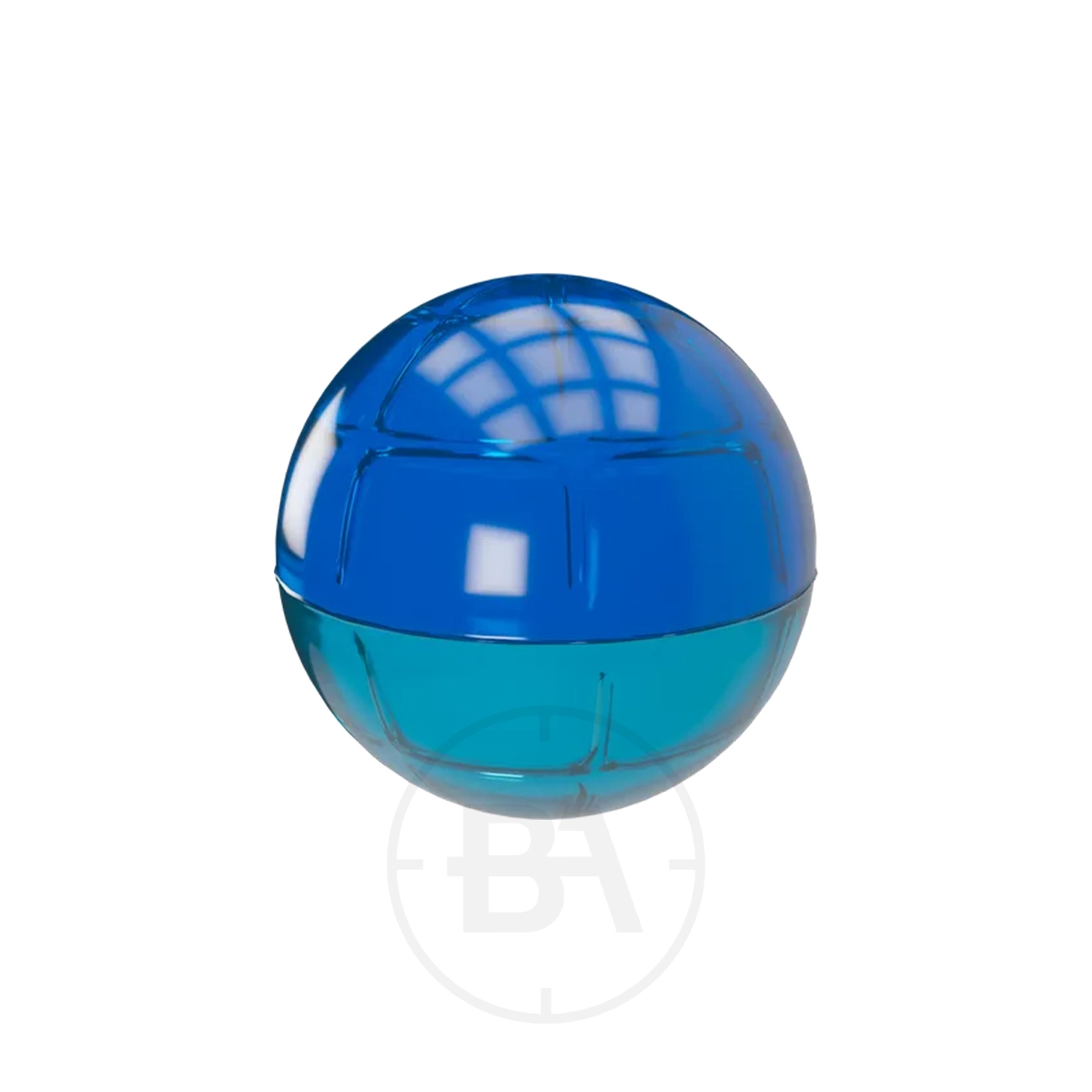 Umarex T4E Sport CKB .50 Chalk Balls (x500) 3 A glossy, round blue plastic container with a see-through base and solid top stores Umarex T4E Sport CKB .50 Chalk Balls, shown on a white background.