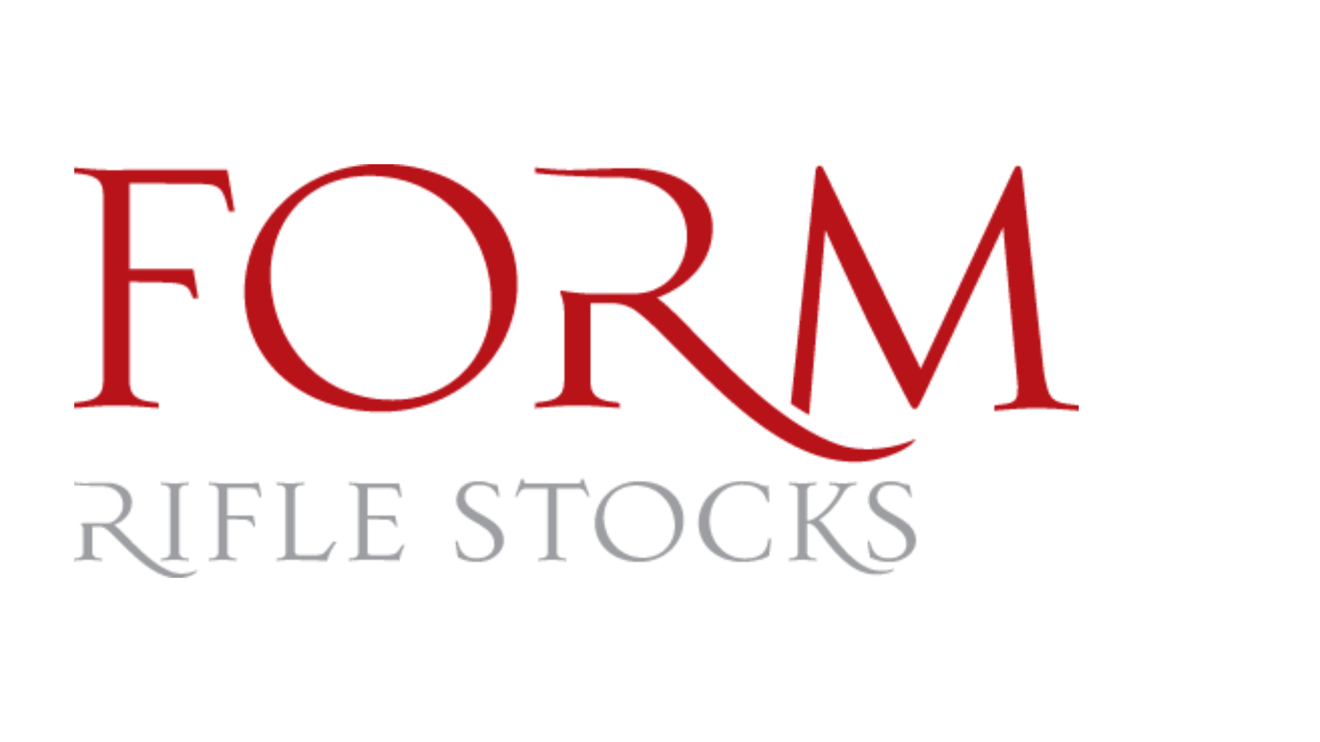 Logo with the word "FORM" in large red letters and "Form Rifle Stocks" in smaller grey letters beneath it, on a light background.