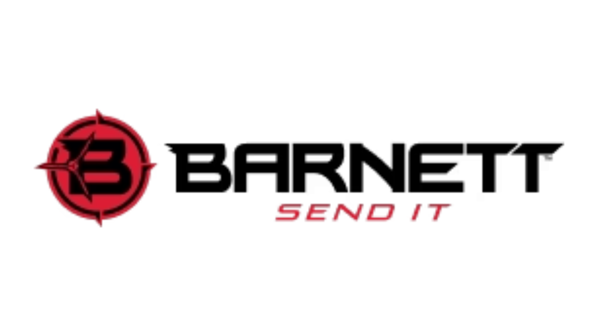 Logo with a red circular emblem containing a stylized 'B' on the left, and the text "BARNETT" in black with "SEND IT" in red below on a white background.