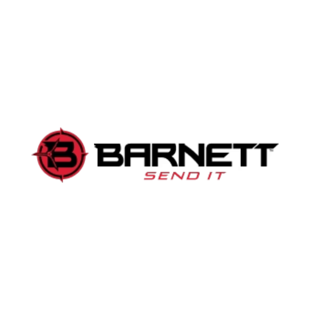 Barnett logo featuring a stylized "B" inside a red crosshair symbol, with the words "BARNETT" and "SEND IT" in black and red text, on a white background.