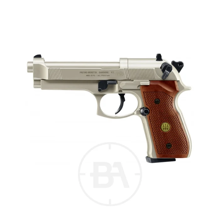 Beretta M92 FS CO2 Pistol Nickel With Wood Grip