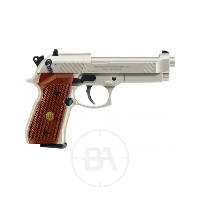 Beretta M92 FS CO2 Pistol Nickel With Wood Grip - Image 2