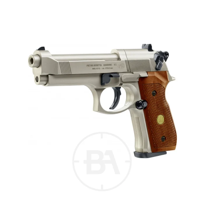 Beretta M92 FS CO2 Pistol Nickel With Wood Grip - Image 3