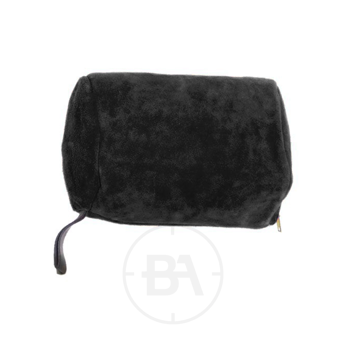 Gehmann Leather Kneeling Roll 5 A rectangular black fleece pouch with a zipper and a small loop handle, shown against a white background—ideal for carrying your Gehmann Leather Kneeling Roll or other small accessories.