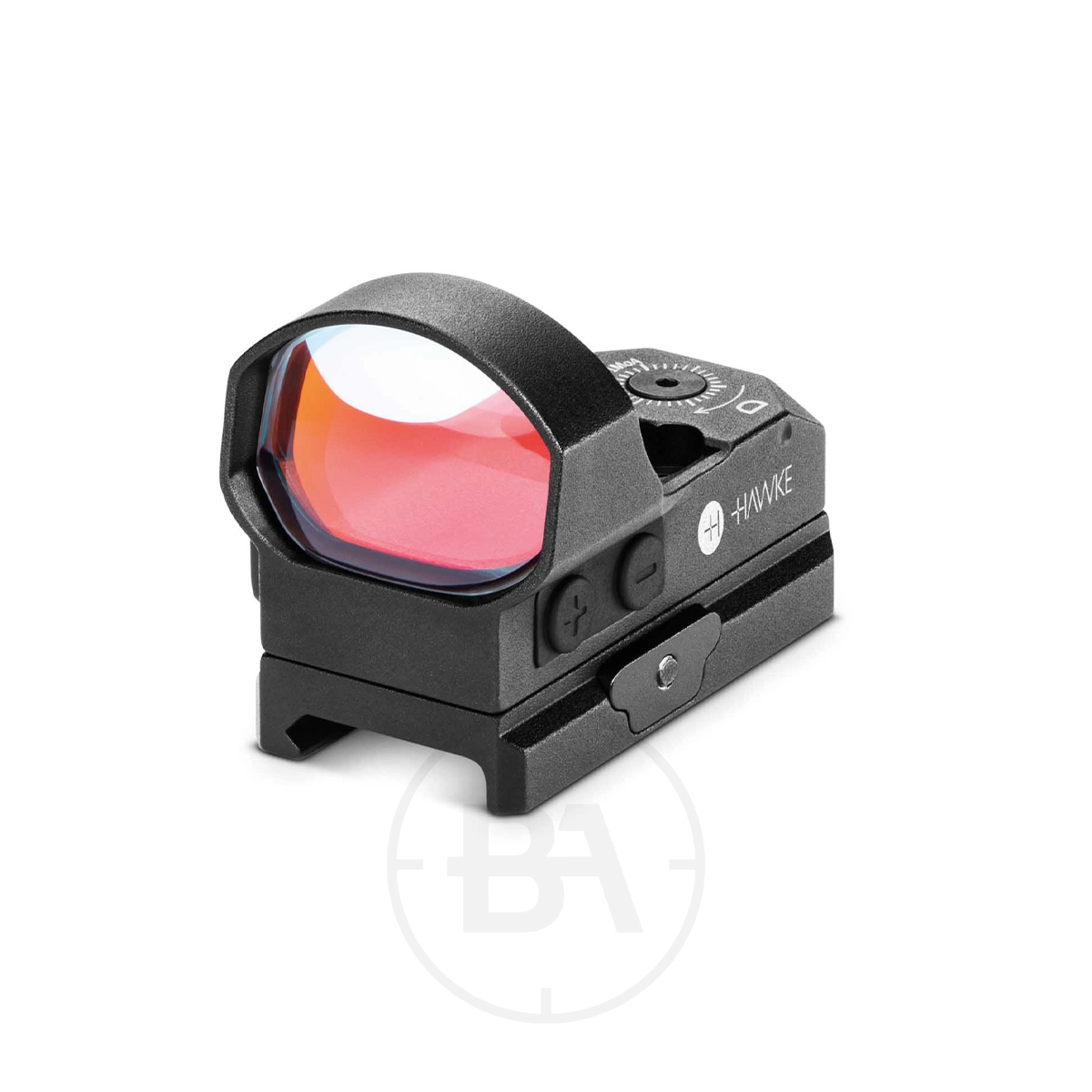 Hawke 'Wide View' Reflex Sight Circle Dot With Picatinny / Weaver Mounts 1 The Hawke ‘Wide View’ Reflex Sight features a circle dot reticle, red-tinted lens, adjustment buttons, and Picatinny/Weaver mounts for precise aiming on firearms.