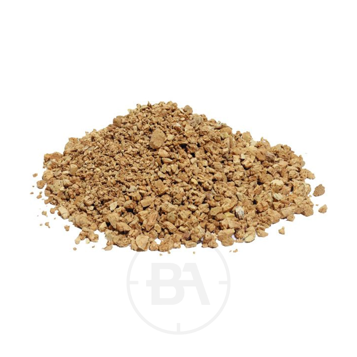 Gehmann Leather Kneeling Roll 3 A small heap of coarse, light brown granules rests on a white background, mimicking the texture characteristic of the Gehmann Leather Kneeling Roll.