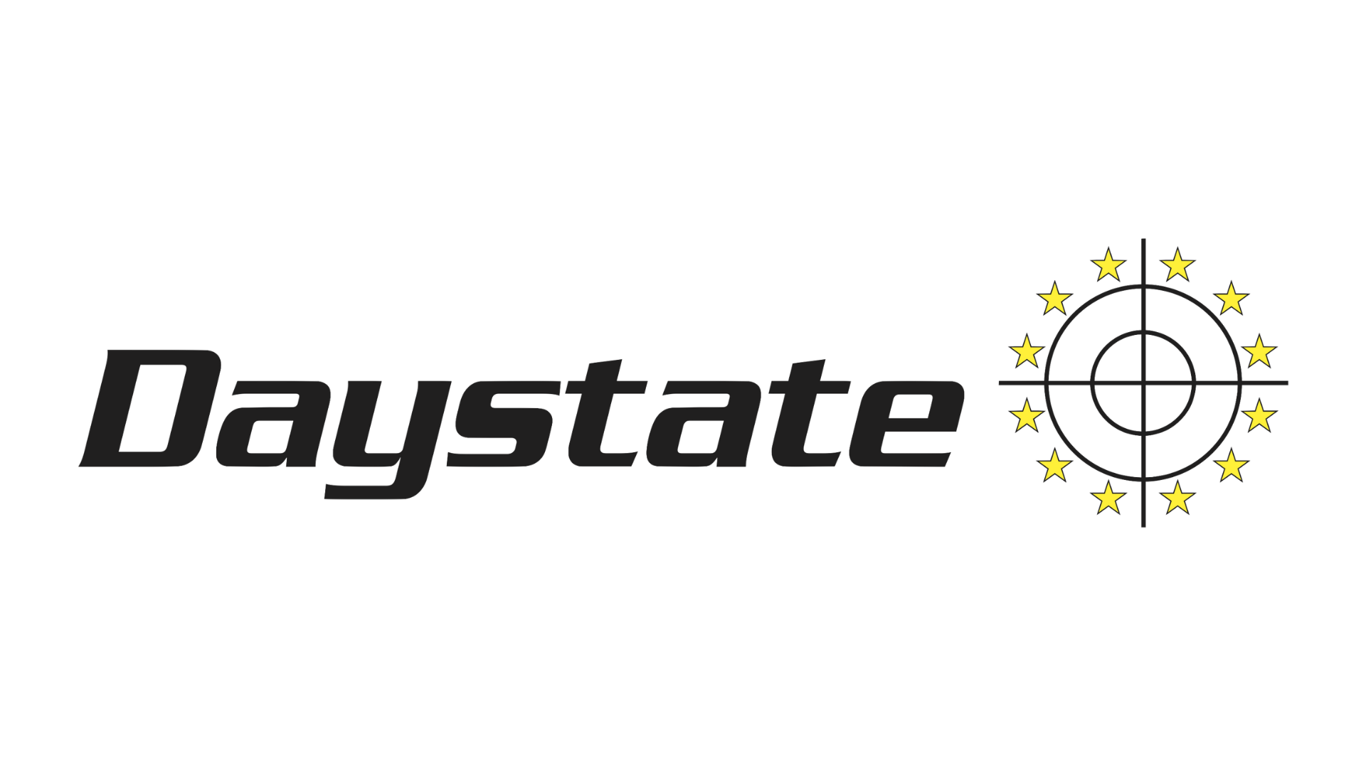 Daystate logo with black text and a target symbol surrounded by yellow stars on the right side.