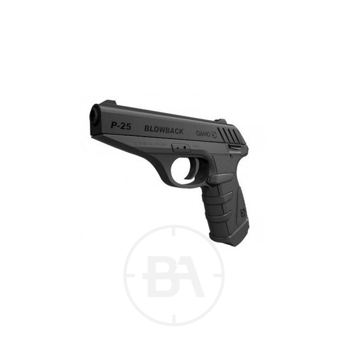 Gamo P 25 C02 Pistol 3 A Gamo P-25 CO2 Air Pistol .177 is displayed facing left on a plain white background.