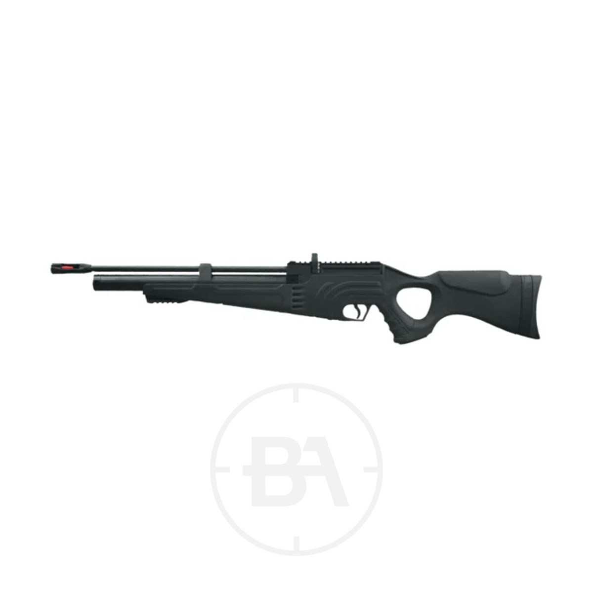 NEW Hatsan Flash 101 PCP Air Rifle .177 3 The NEW Hatsan Flash 101 PCP Air Rifle .177, featuring a black synthetic stock, thumbhole grip, and short barrel, is displayed in profile against a plain white background.