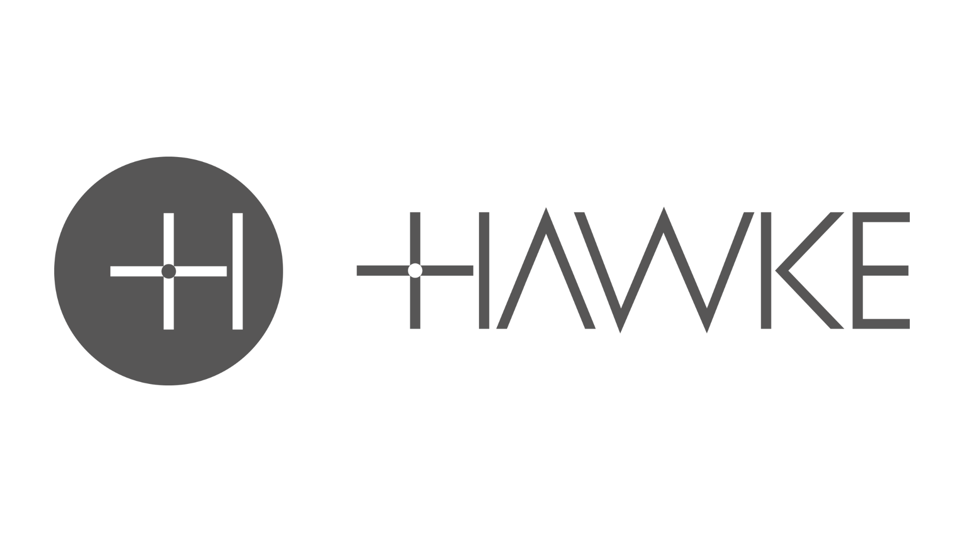 The image shows the Hawke company logo with a circular icon containing crosshairs next to the word "HAWKE" in stylized, uppercase letters.
