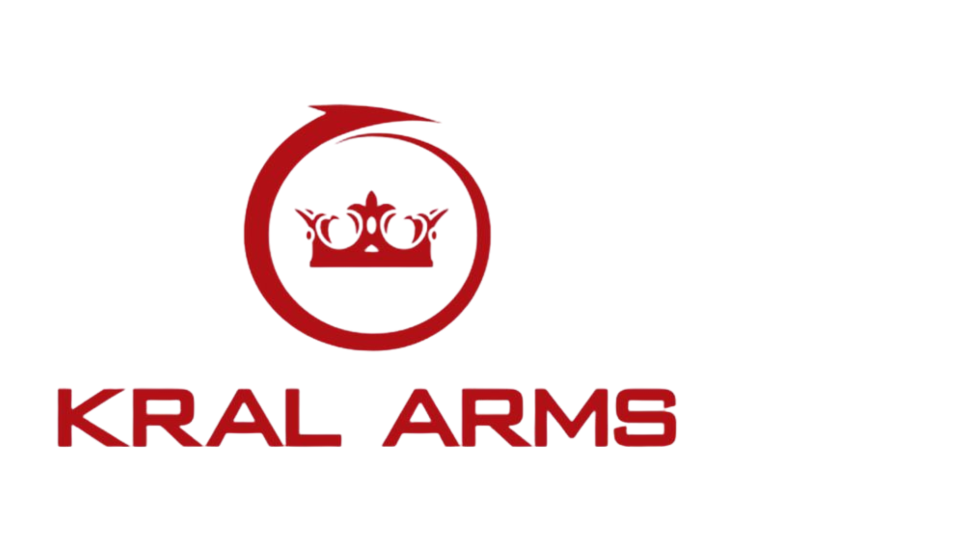 Kral Arms Nish PCP Air Rifle Package 2 Red "KRAL ARMS" logo featuring a circular design with a crown inside, positioned above the brand name in bold red text on a transparent background.