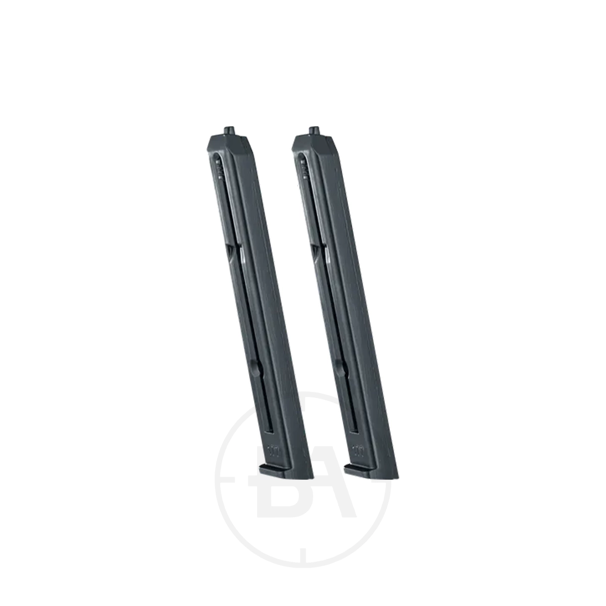 Smith & Wesson M&P 40 19 Round BB Magazine (2 Pack) 1 Two Smith & Wesson M&P40 19 Round BB Magazines (2 Pack) are standing upright side by side on a plain white background.