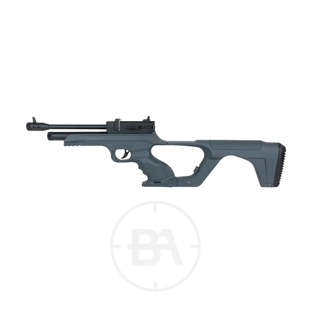 Reximex Morpho CO2 Pistol With Detachable Stock 7 A side view of the Reximex Morpho CO2 Pistol with detachable stock in black, featuring an ergonomic grip and modern design, isolated on a white background.