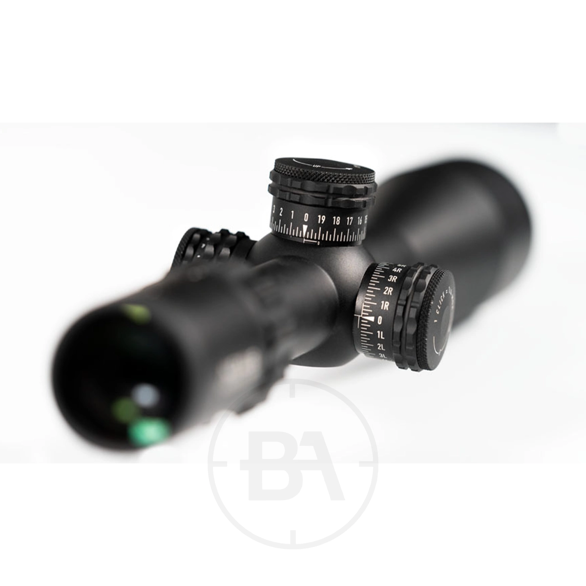 Element Optics Nexus 5-20×50 FFP Rifle Scope 3 Element Optics Nexus 5-20×50 FFP Rifle Scope with mounts, featuring adjustment dials and numeric markings, shown against a white background.