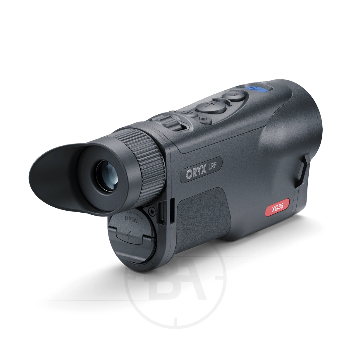 Pulsar Oryx LRF XG35 Thermal Imaging Monocular 3 The Pulsar Oryx LRF XG35 Thermal Imaging Monocular is a compact black device with a rubber eyepiece, textured side grip, and multiple control buttons on top.
