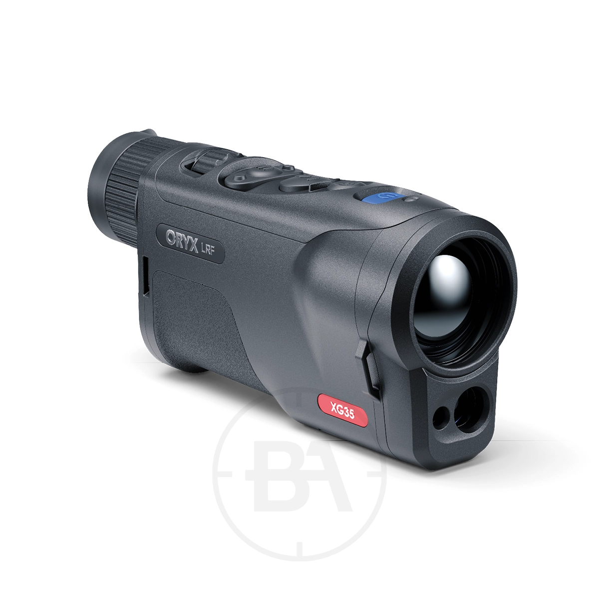 Pulsar Oryx LRF XG35 Thermal Imaging Monocular 7 The Pulsar Oryx LRF XG35 Thermal Imaging Monocular is a black handheld device featuring several top buttons, a large front lens, and "XG35" plus "OTX LF" labels on the body, matching the style of Pulsar Oryx LRF models.
