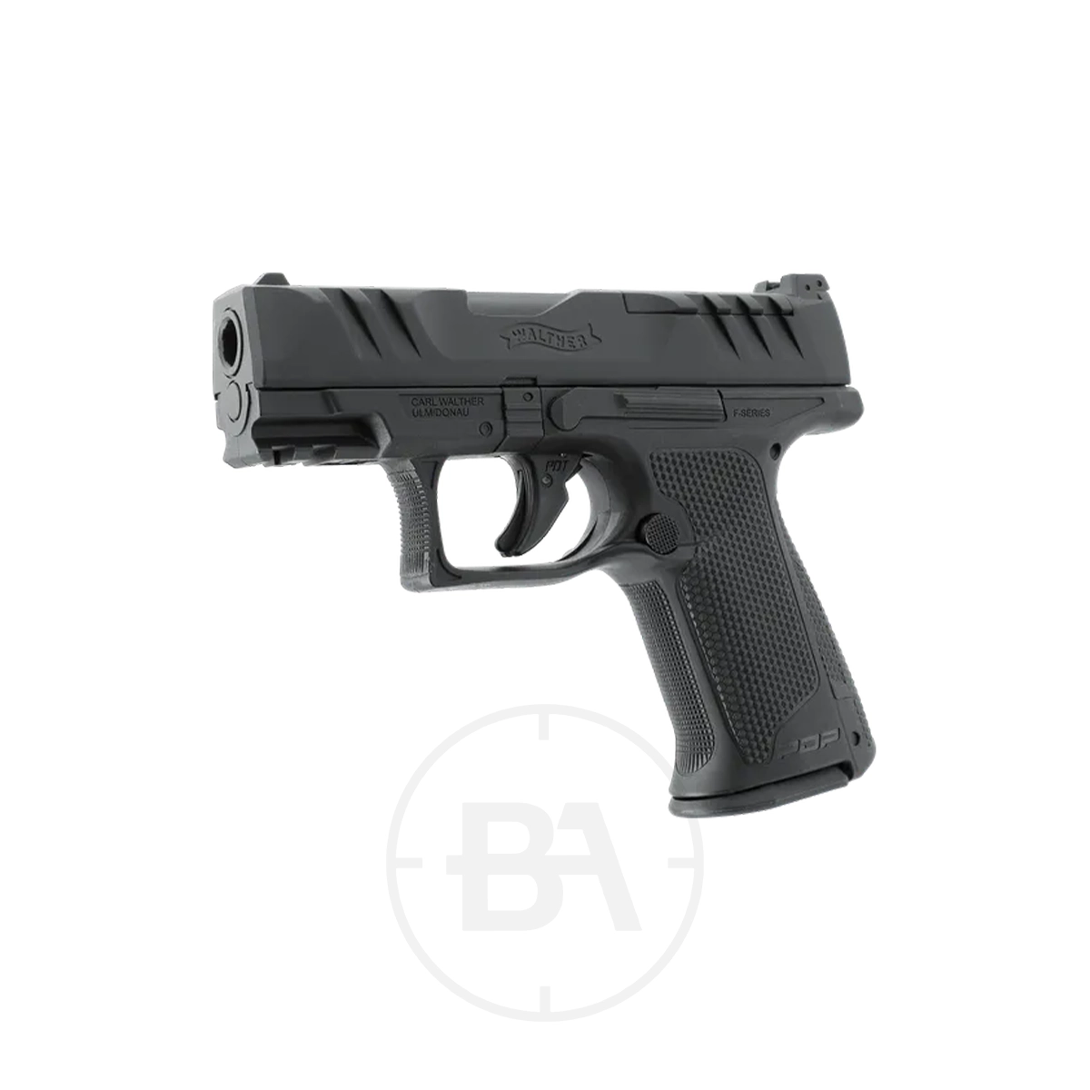 Walther PDP F-Series 3.5" CO2 BB Pistol 2 A Walther PDP F-Series 3.5" CO2 BB Pistol in black, shown from the front left side against a plain white background.