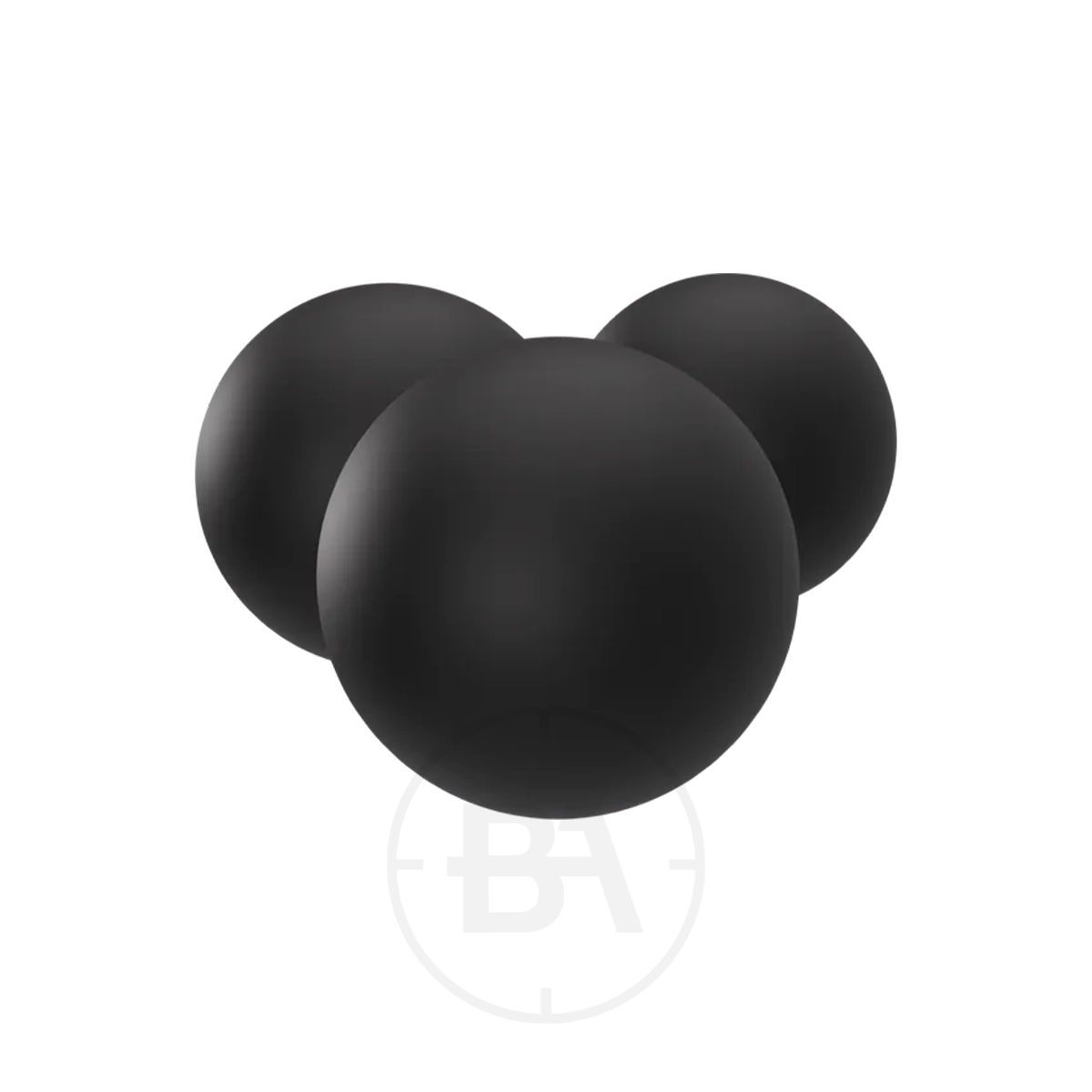 Umarex T4E RUB 68 Rubber Practice Balls .68 (x2000) 3 Three black spheres grouped closely together on a white background, resembling Umarex T4E RUB 68 Rubber Practice Balls .68 (x6000).