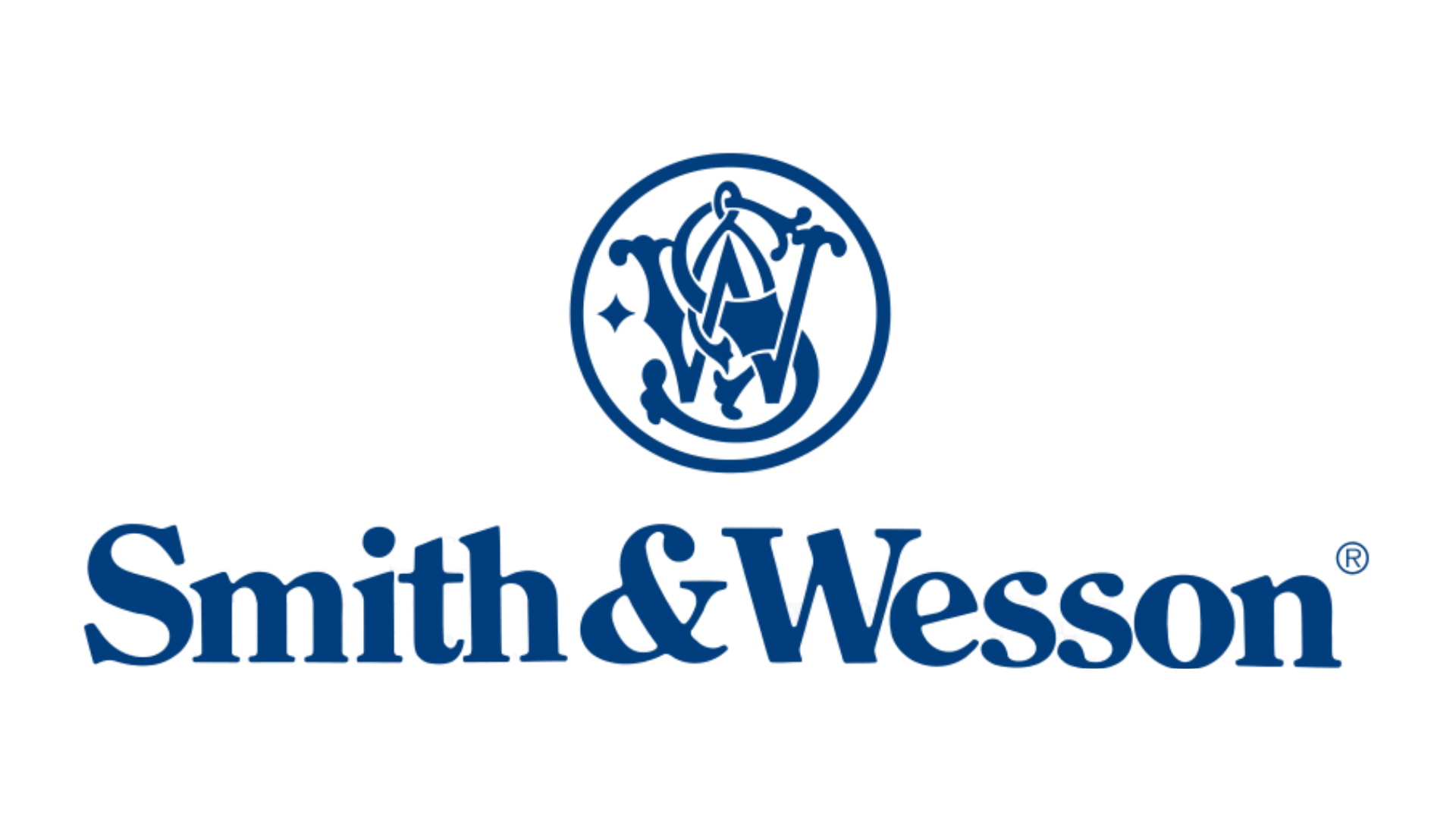 Smith & Wesson M29 6.5” CO2 Pellet Revolver 2 Smith & Wesson logo featuring stylized initials "S&W" in a circular emblem above the company name in blue text, representing their legacy in firearms.