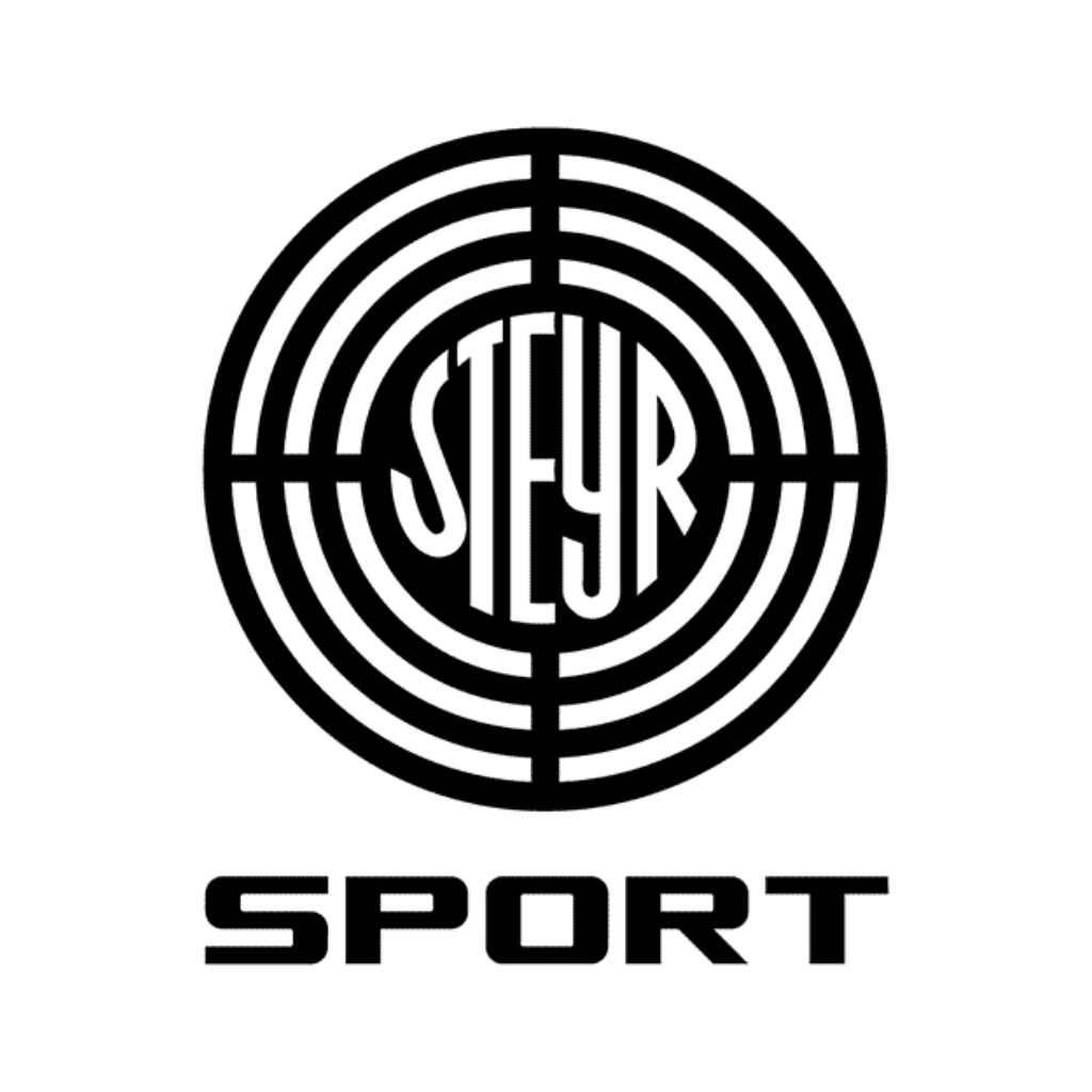 Black and white logo with concentric circles forming a target. The word "STEYR" appears in bold, stylised letters in the centre, and "SPORT" is written below in block letters.