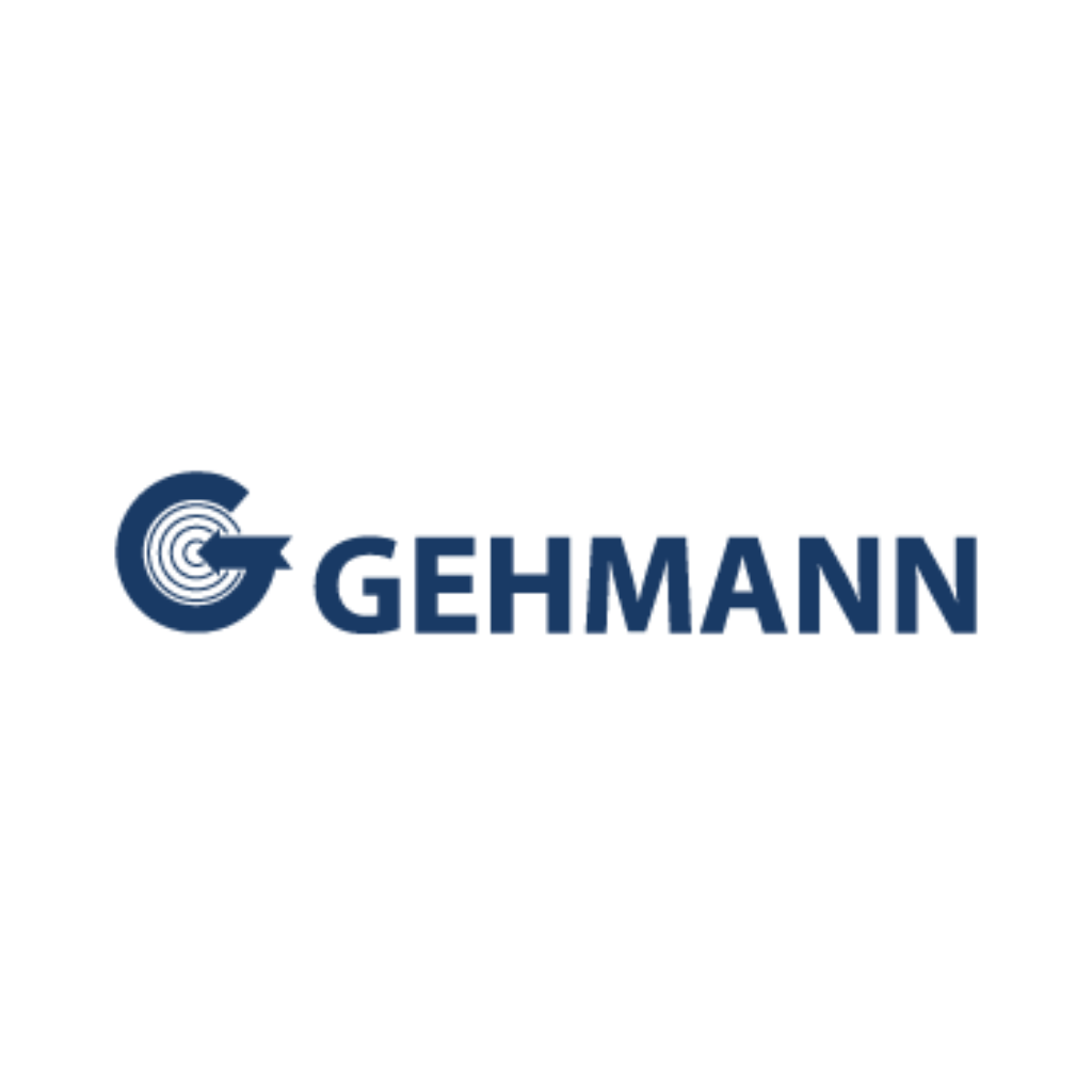 Logo of Gehmann featuring a stylized letter 'G' with a target design, followed by the word "GEHMANN" in bold blue letters.