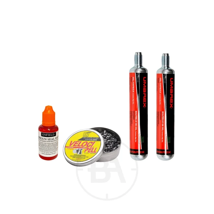 88g CO2 & Pellet Starter Kit: 2x 88g C02 Cylinders / .177 Pellets / Seal Safe Lubricant