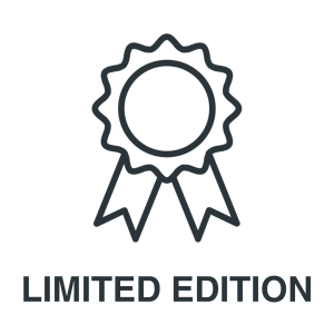 Outline of a ribbon badge above the words "LIMITED EDITION" in bold capital letters on a white background.