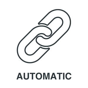 A black outline of two interlocking chain links above the word "AUTOMATIC" in bold, capital letters on a white background.